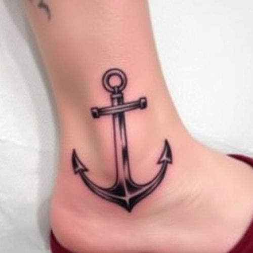 Anchor Tattoo on Ankle