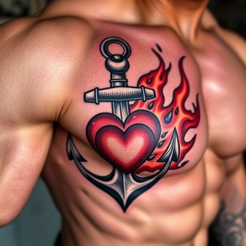 Image of Anchor Tattoo on Ribcage