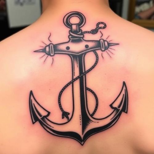 Image of Anchor Tattoo on back