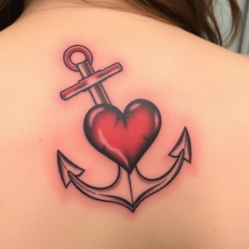 Image of Anchor and Heart Tattoo