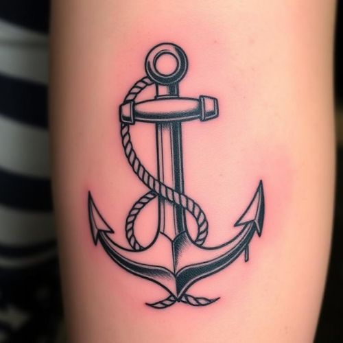 Image of Anchor with Rope Tattoo