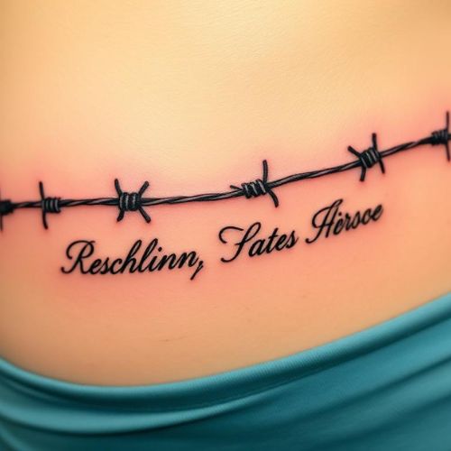 Image of Barbed Wire with Names or Dates tattoo