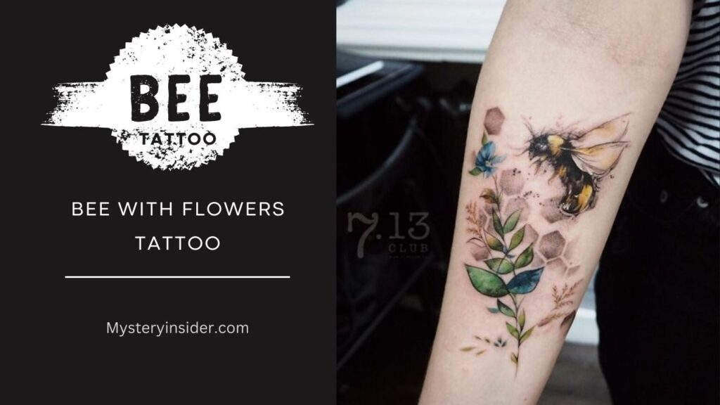 Image of Bee with Flowers tattoo