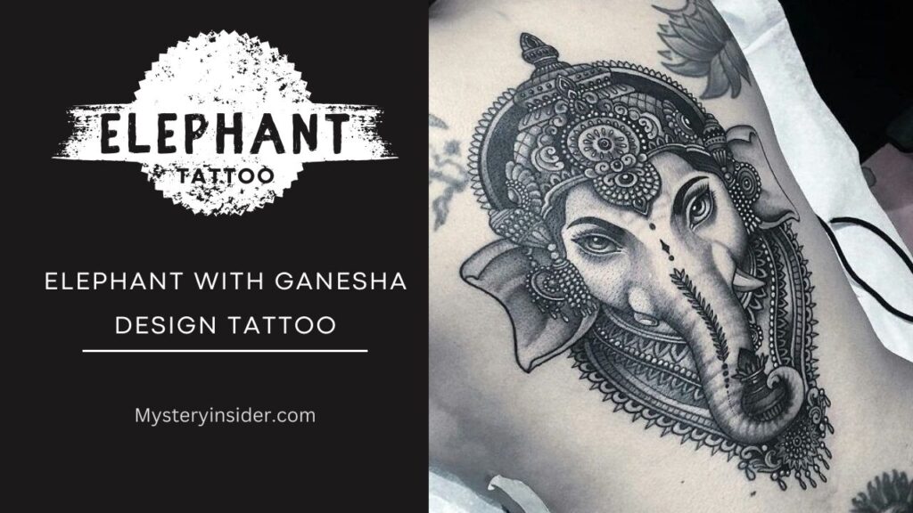 Image of Elephant with Ganesha Design Tattoo