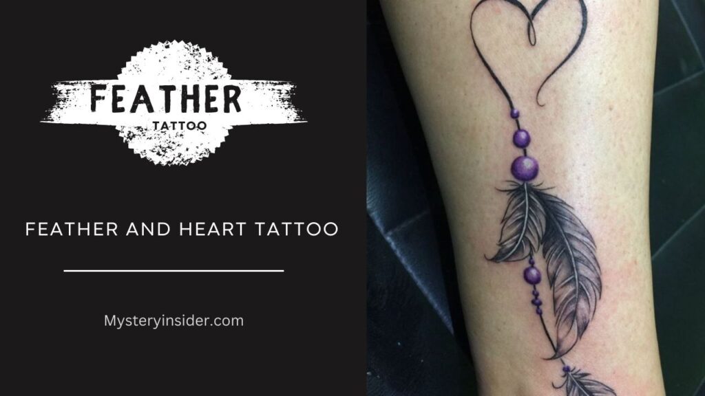 Image of Feather and Heart Tattoo