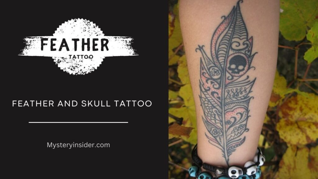 Image of Feather and Skull Tattoo