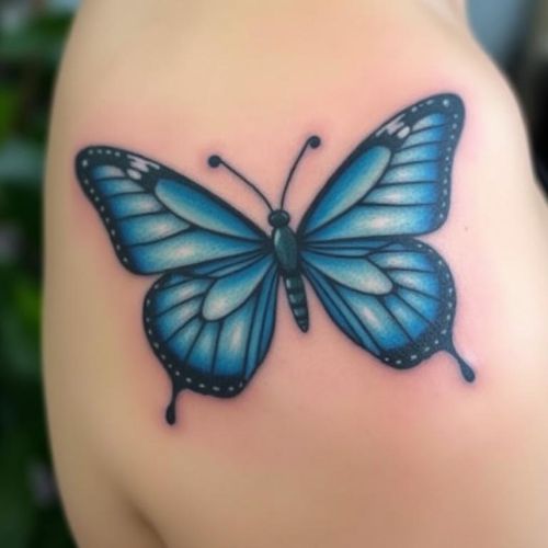 Image of blue Butterfly Tattoo 