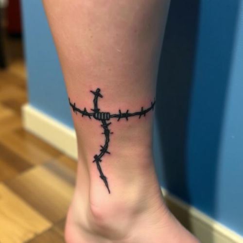 Image of Leg or Ankle Barbed Wire Tattoo