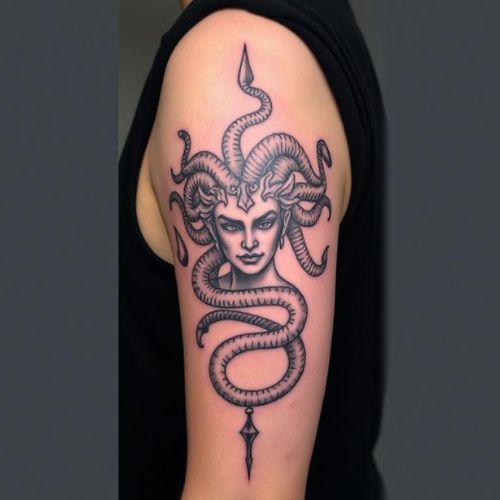 Image of Medusa tattoo on arm