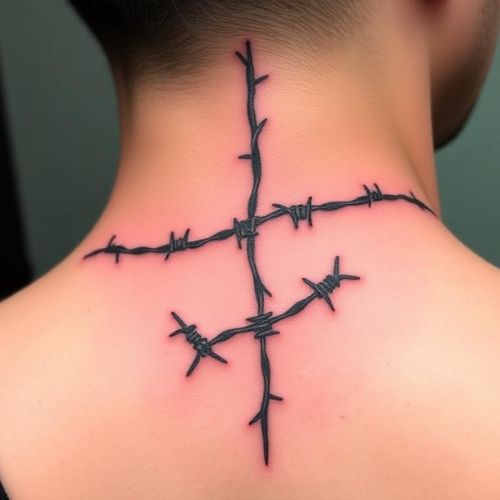 Image of Neck or Back Barbed Wire Tattoo