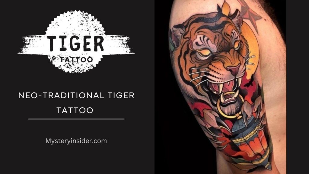 Image of Neo-Traditional tiger tattoo 