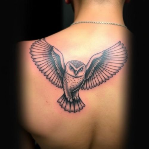  of Owl Tattoos on back