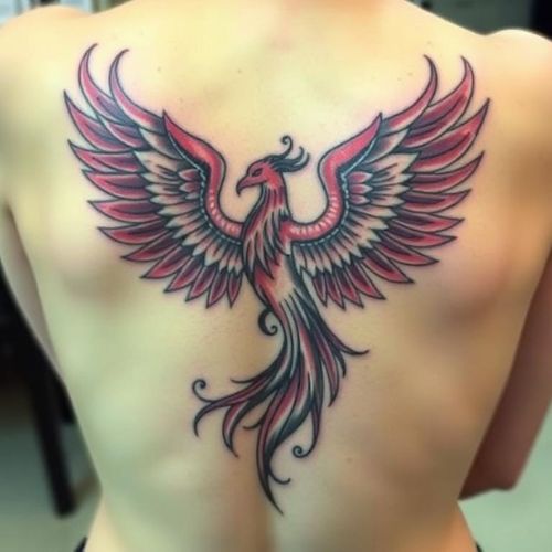 Image of Phoenix tattoo on back