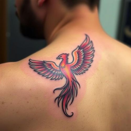 Image of Phoenix tattoo on shoulder