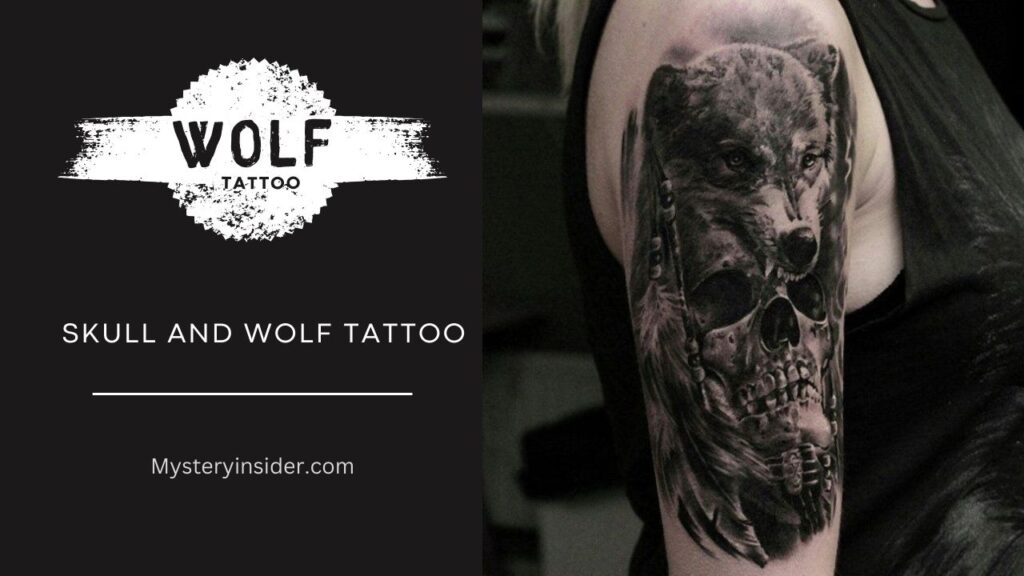 Image of Skull and Wolf Tattoo