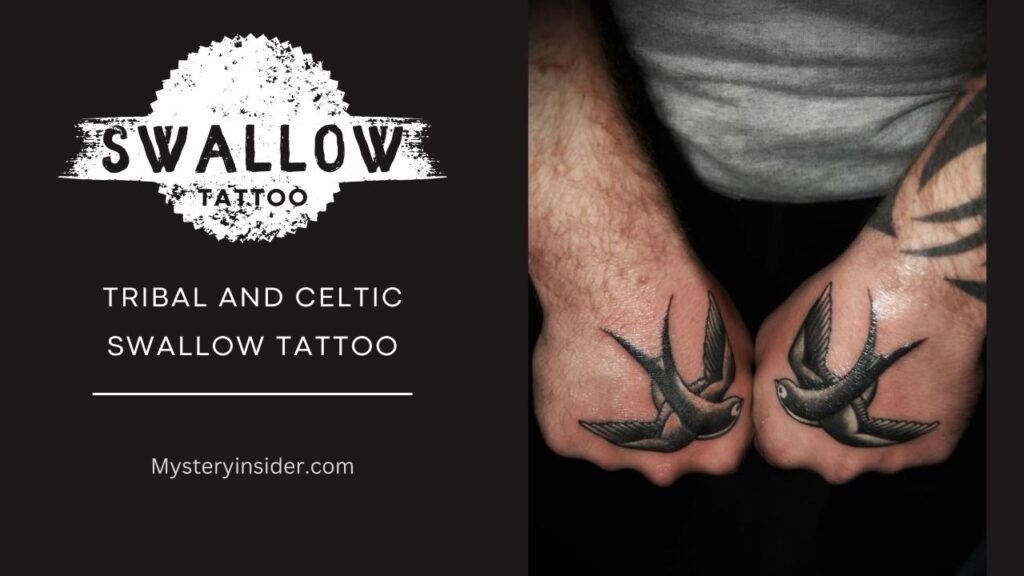 Image of Tribal and Celtic Swallow Tattoo