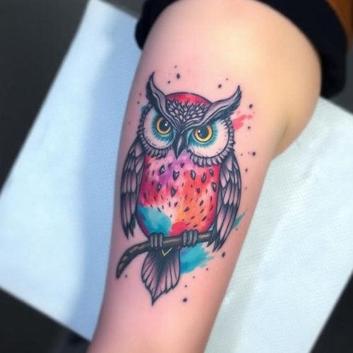 Image of Watercolor Owl Tattoos