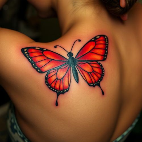 Image of red Butterfly Tattoo 