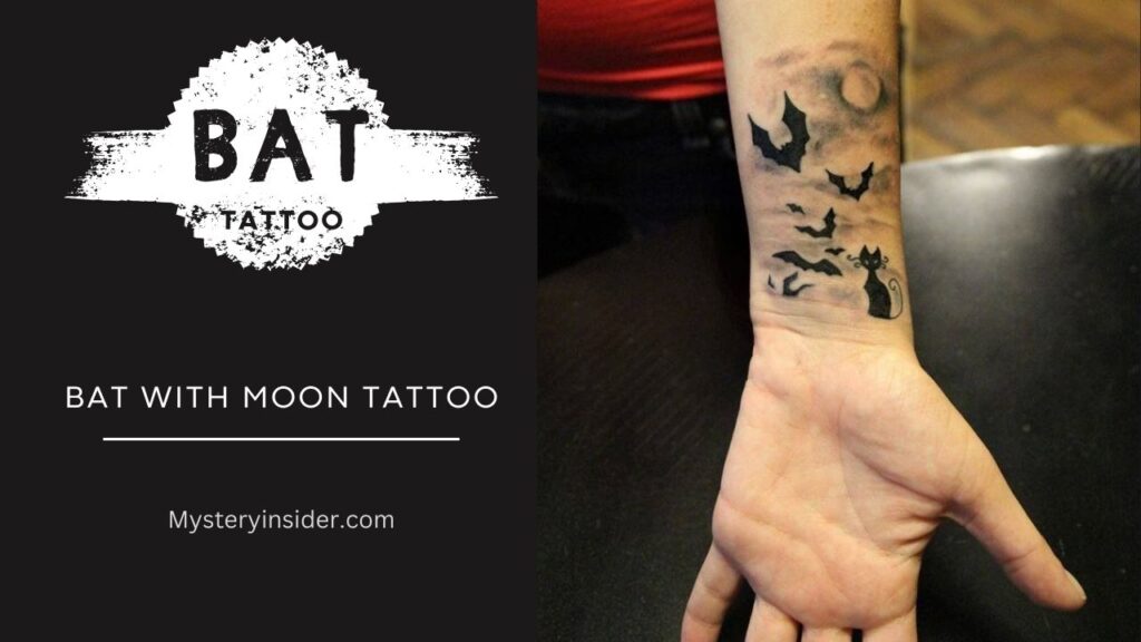 Image of Bat with Moon Tattoo